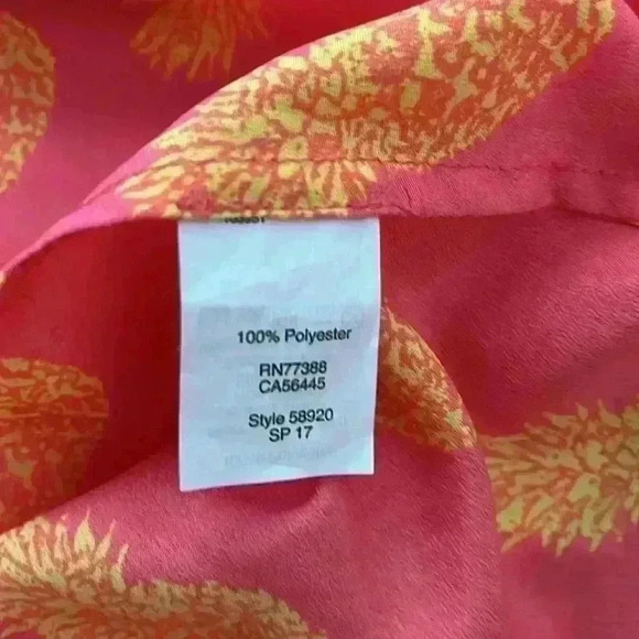 J. Crew Racerback Cami Pineapple Print Hot Pink Lemon Yellow Size12 Like New - Picture 6 of 7